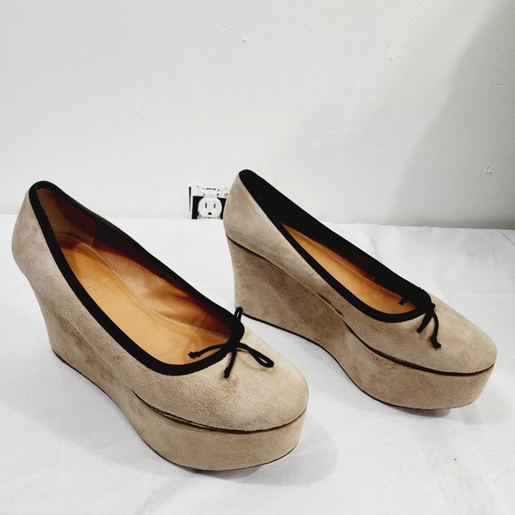 Anthropologie x Leifsdottir Jenni Platform Suede Ballet Flat Beige 3.75” Size 40 - Picture 13 of 16